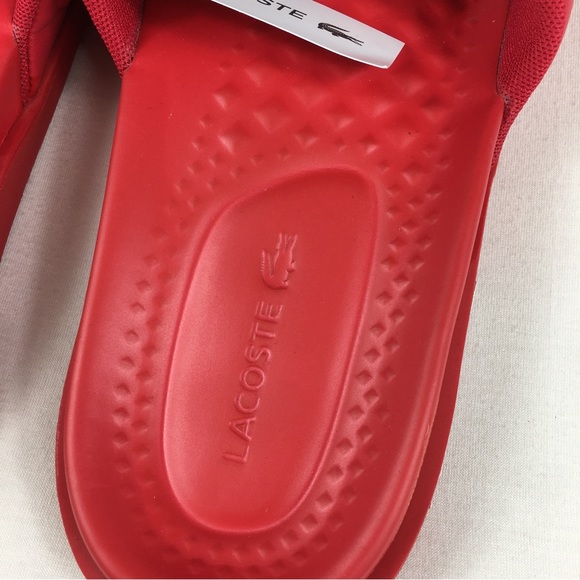 Lacoste Red white Croco Dualiste Slides 0922 Sandals Men’s 12, 13 new - Picture 4 of 10